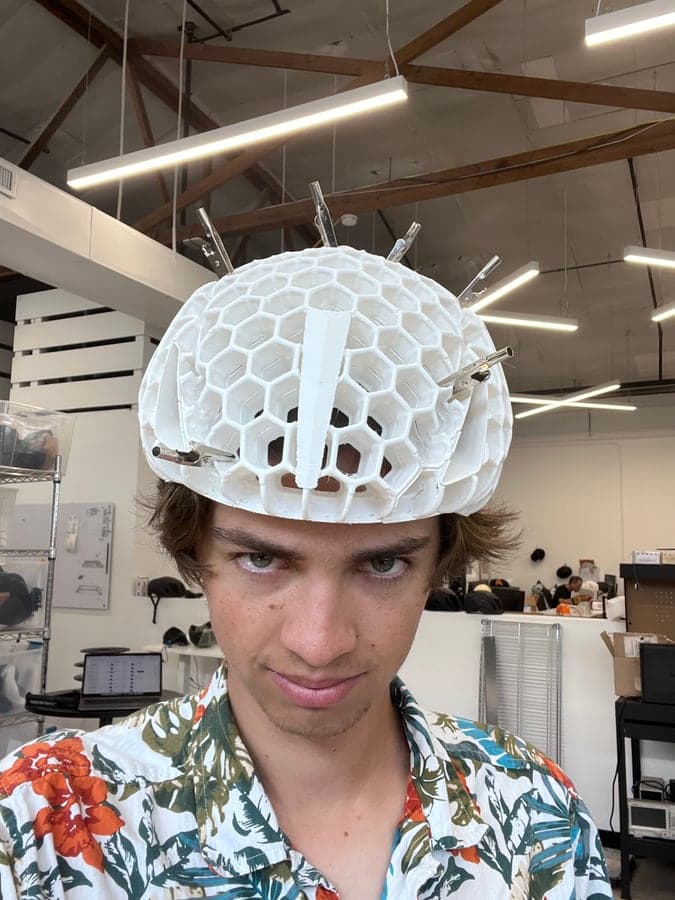 Spencer Seay wearing a helmet